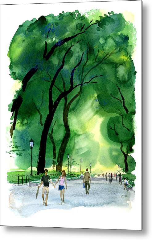 Central Park Metal Print featuring the painting The Mall #2 by Clifford Faust