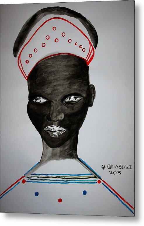 Jesus Metal Print featuring the painting Dinka Bride - South Sudan #32 by Gloria Ssali