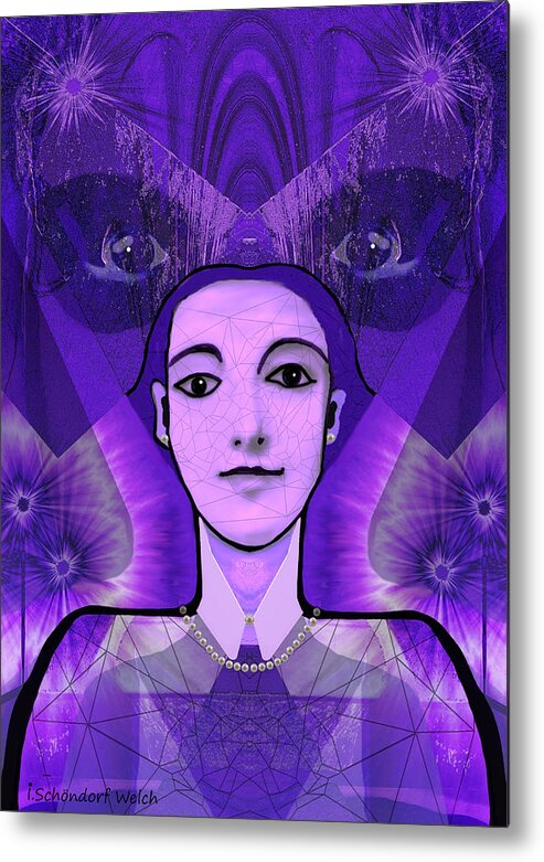 Woman Metal Print featuring the painting 533 -  Watching  by Irmgard Schoendorf Welch