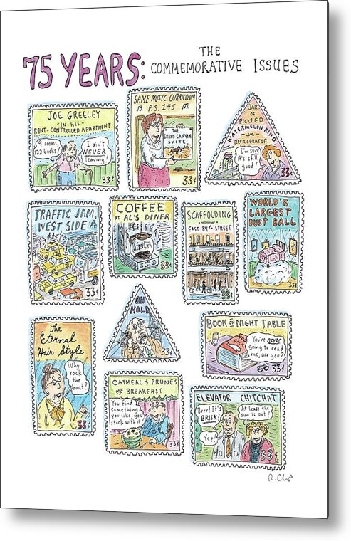 Dust Ball Metal Print featuring the drawing '75 Years: The Commemorative Issues' #75 by Roz Chast