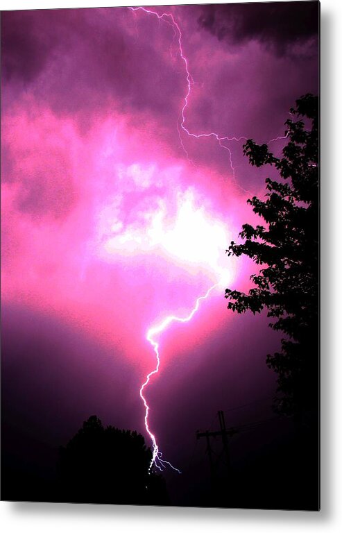 Stormscape Metal Print featuring the photograph Rounds 2 3 Late Night Nebraska Storms #7 by NebraskaSC