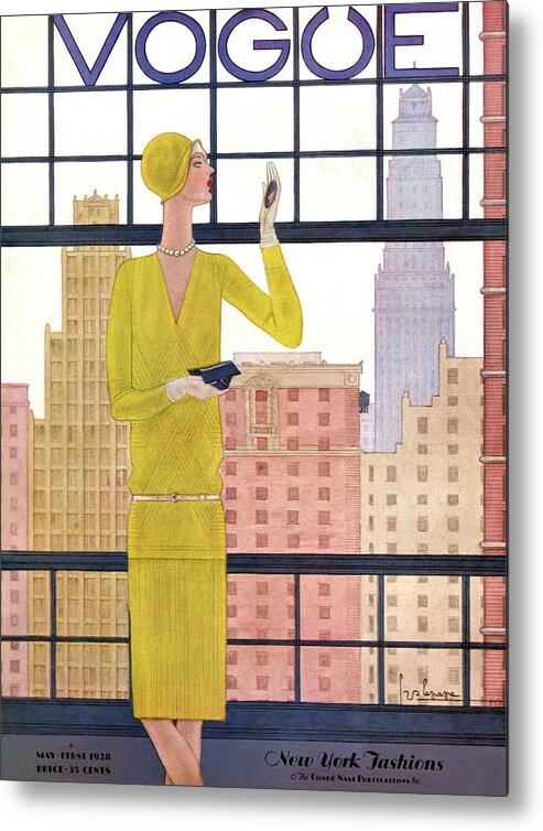 Cityscape Metal Print featuring the photograph A Vintage Vogue Magazine Cover Of A Woman by Georges Lepape