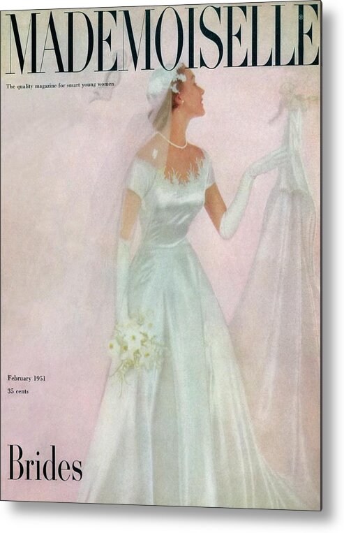 Fashion Metal Print featuring the photograph A Bride Wearing A Mindelle Dress by Somoroff