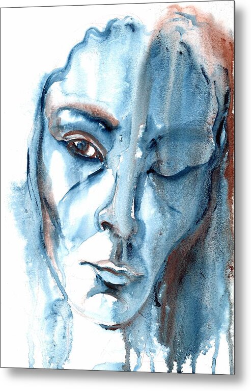 Watercolor Portrait Metal Print featuring the painting A Case of You by Ashley Kujan