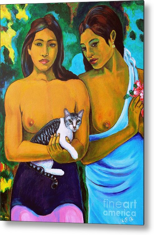 Gauguin Metal Print featuring the painting A Cat for Gauguin_ A Tahitian Feline by George I Perez