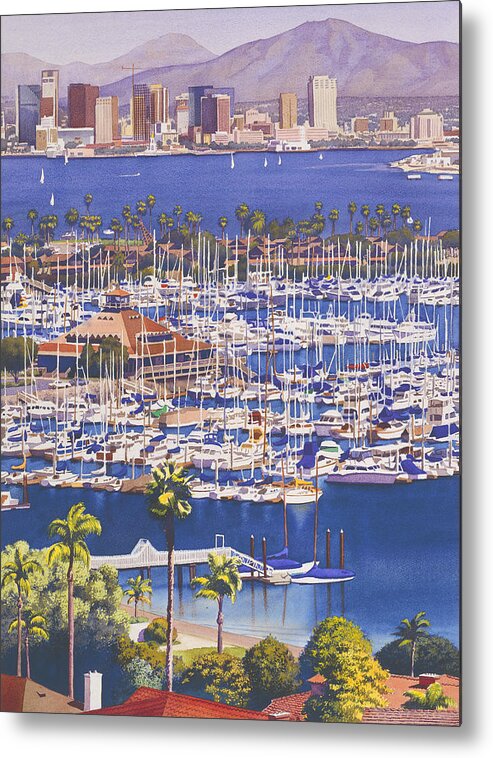 San Diego Metal Print featuring the painting A Clear Day in San Diego by Mary Helmreich