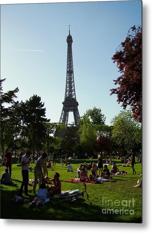 Parc Du Champ De Mars Metal Print featuring the photograph A gathering place by Valerie Shaffer