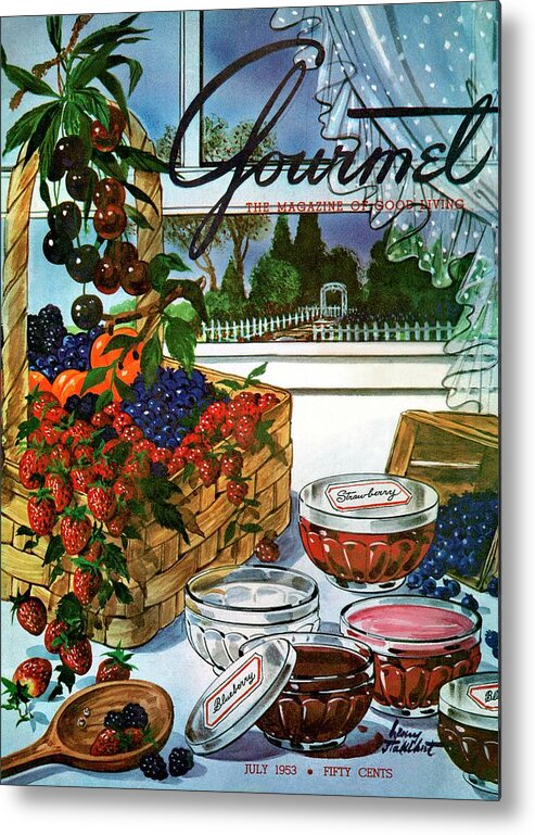 Illustration Metal Print featuring the photograph A Gourmet Cover Of A Fruit Basket by Henry Stahlhut