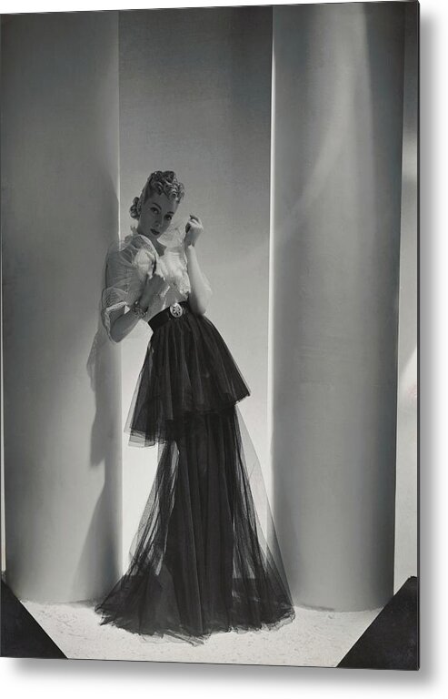 Accessories Metal Print featuring the photograph A Model Wearing A 1930s Style Evening Gown by Horst P. Horst