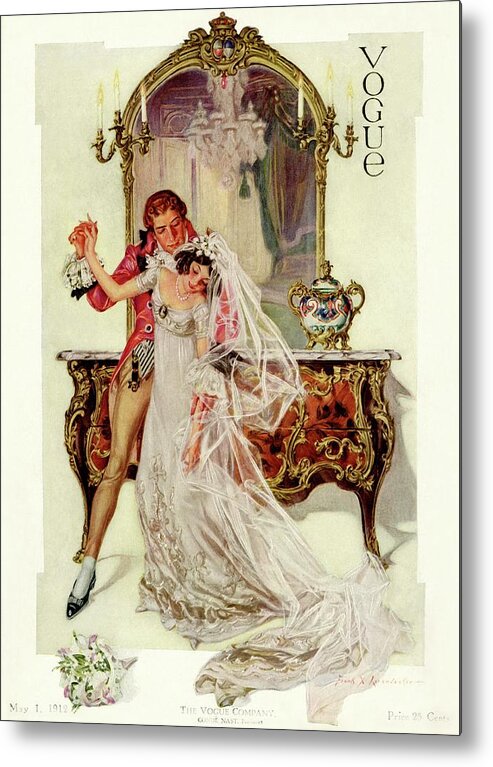 Illustration Metal Print featuring the photograph A Vogue Cover Of An 18th Century Bridal Couple by Frank X. Leyendecker