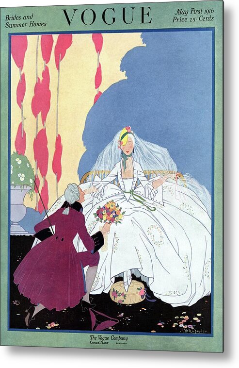 Illustration Metal Print featuring the photograph A Vogue Cover Of An 18th Century Bride by Helen Dryden
