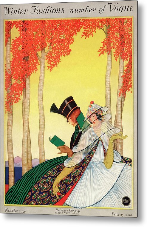 Illustration Metal Print featuring the photograph A Vogue Cover Of Women Sitting In A Forest by George Wolfe Plank