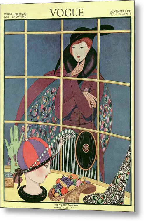 Illustration Metal Print featuring the photograph A Woman At A Shop Window by George Wolfe Plank