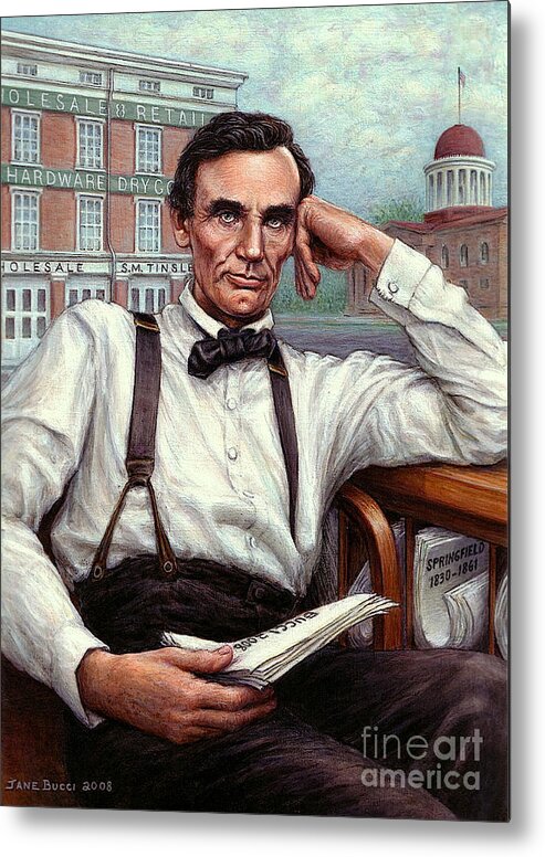 Occupy China Metal Print featuring the painting Abraham Lincoln of Springfield Bicentennial Portrait by Jane Bucci