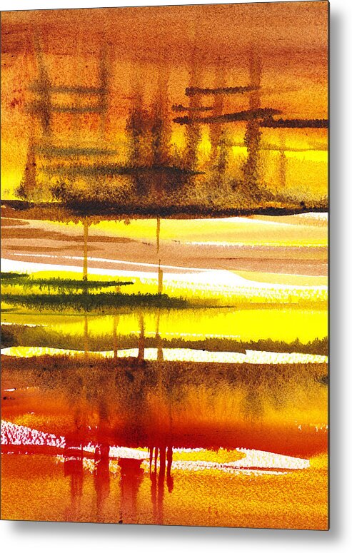 Abstract Metal Print featuring the painting Abstract Landscape Lost Reflections by Irina Sztukowski