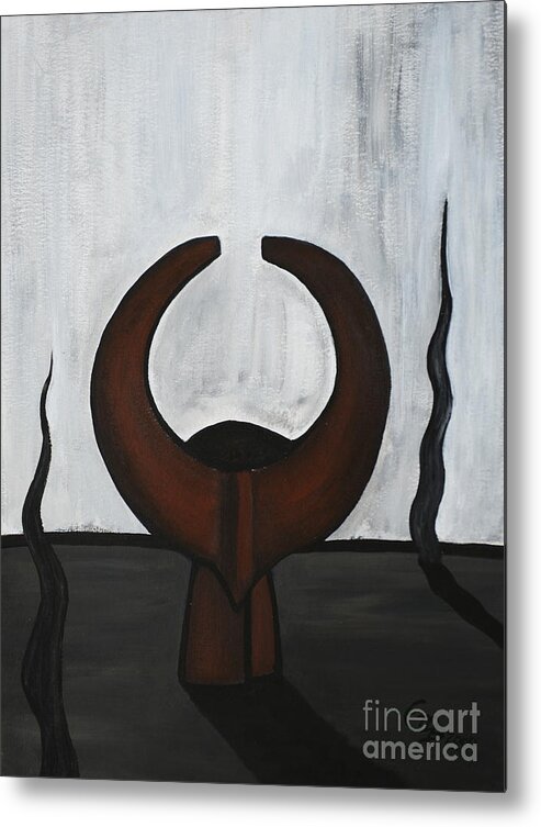 Mask Metal Print featuring the painting African Mask III by Eva-Maria Becker