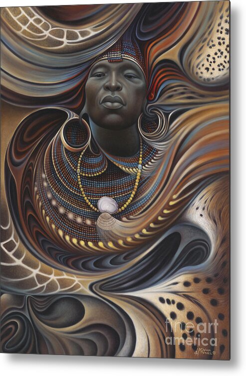 African Metal Print featuring the painting African Spirits I by Ricardo Chavez-Mendez