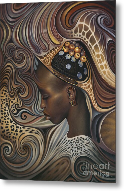African Metal Print featuring the painting African Spirits II by Ricardo Chavez-Mendez