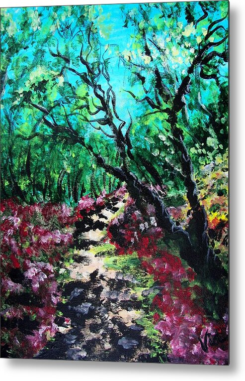 Path Metal Print featuring the painting Along the Path by Judy Via-Wolff