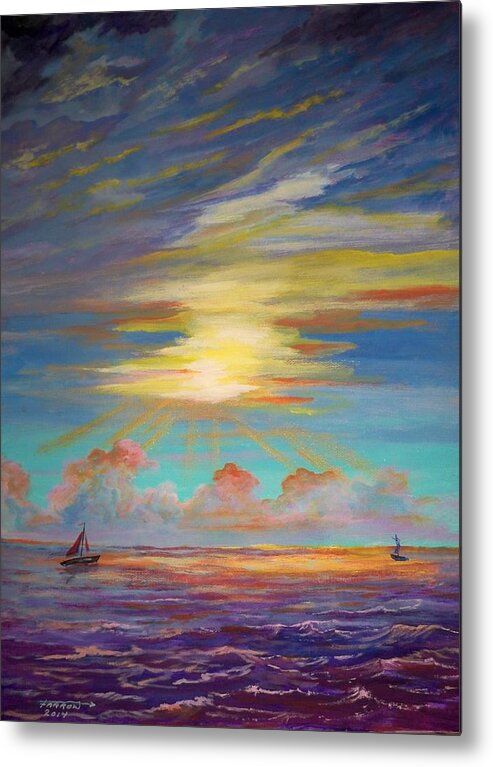 Sail Boat Metal Print featuring the painting An Evening Sail by Dave Farrow