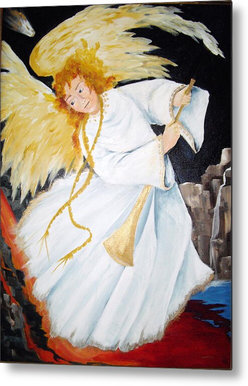 Angel Metal Print featuring the painting Angel of the Apocalypse by Ellen Canfield