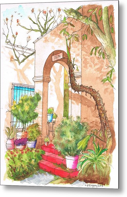 Nature Metal Print featuring the painting Arc and red stairs in Hollywodd - California by Carlos G Groppa