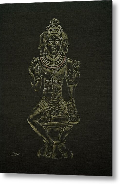 Ardhanrishvara Metal Print featuring the drawing Ardhanarishvara I by Michele Myers