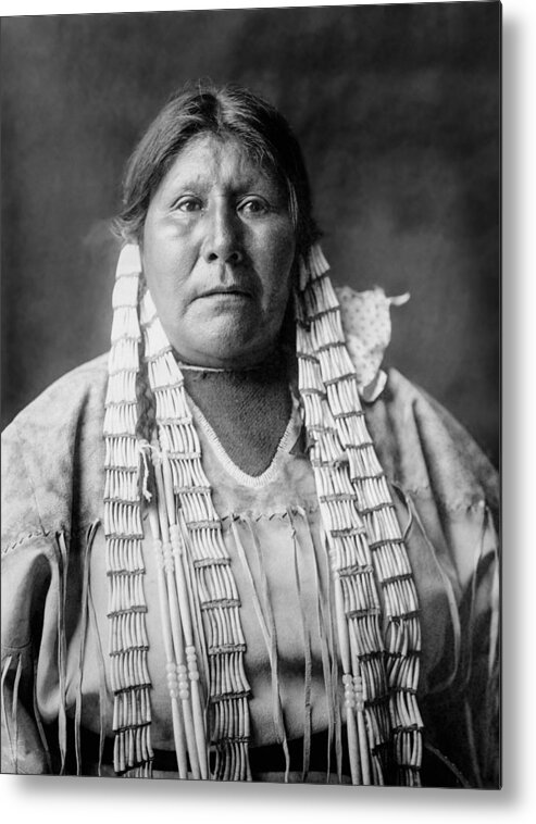 1908 Metal Print featuring the photograph Arikara woman circa 1908 by Aged Pixel