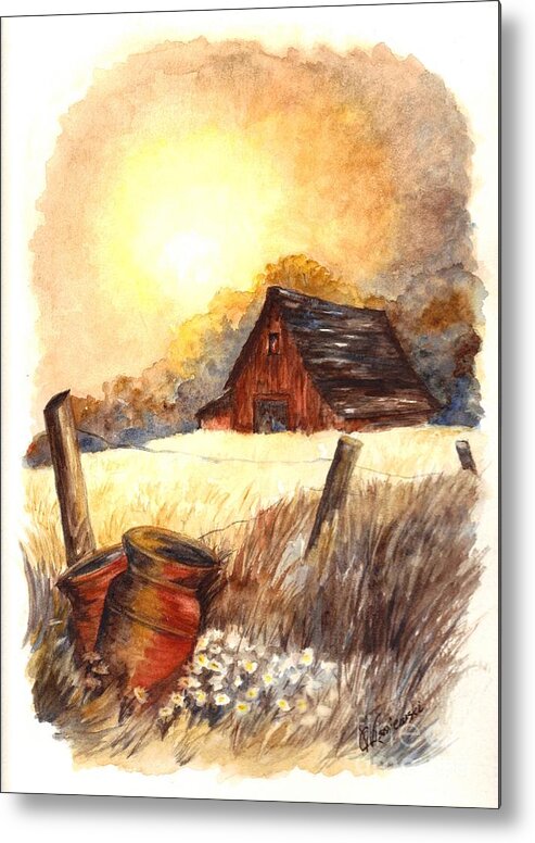 Greeting Cards Metal Print featuring the painting Autumn on the Farm by Carol Wisniewski