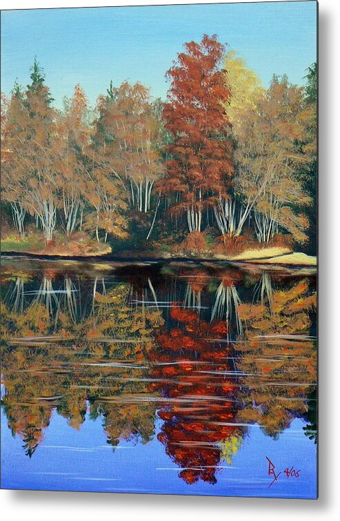 Fall Colors Metal Print featuring the painting Autumn Reflections by Ray Nutaitis