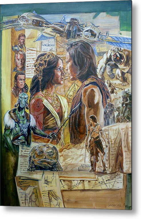 Edgar Rice Burroughs Metal Print featuring the painting Back To Mars by Bryan Bustard