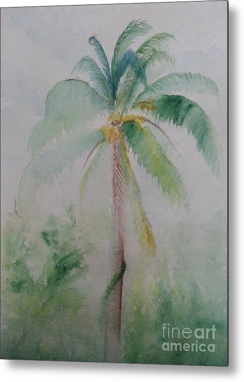 Plein Air Coconut Tree Metal Print featuring the painting Backyard Coconut Tree by Jerome Wilson