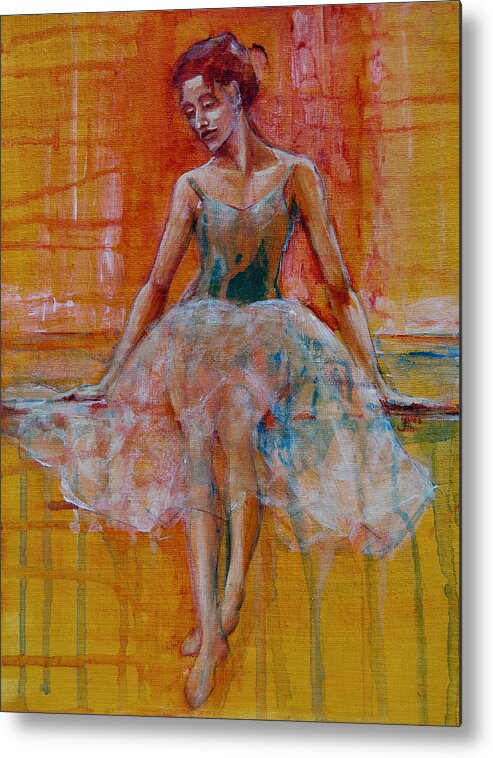 Ballarinas Metal Print featuring the painting Ballerina In Repose by Jani Freimann