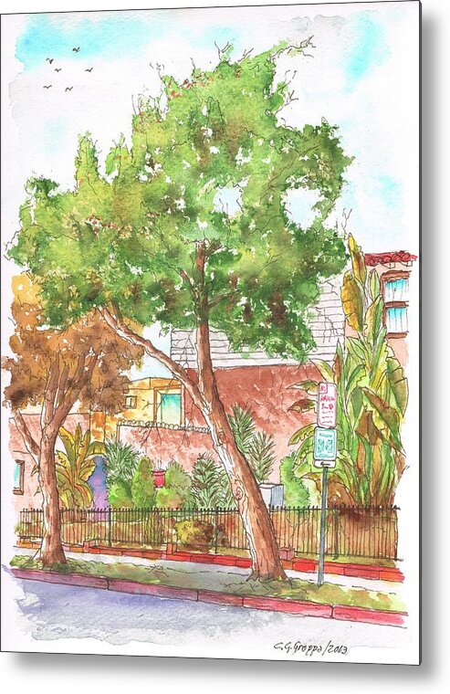 Nature Metal Print featuring the painting Bended tree in Horn Drive - Hollywood Hills - Los Angeles - California by Carlos G Groppa
