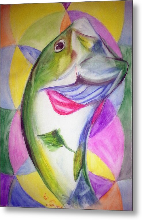 Fish Metal Print featuring the painting Big Mouth Bass by Loretta Nash