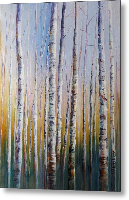 Landscape Metal Print featuring the painting Birch Thicket by Wayne Enslow