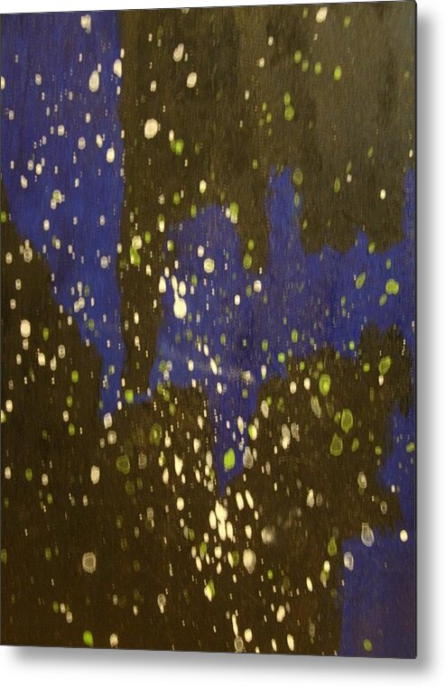 Blue Metal Print featuring the painting Black and Blue Splatter by Samantha Lusby