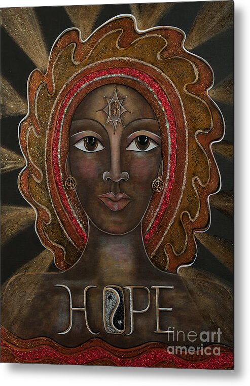 Black Madonna Painting Metal Print featuring the painting Hope - Black Madonna by Deborha Kerr