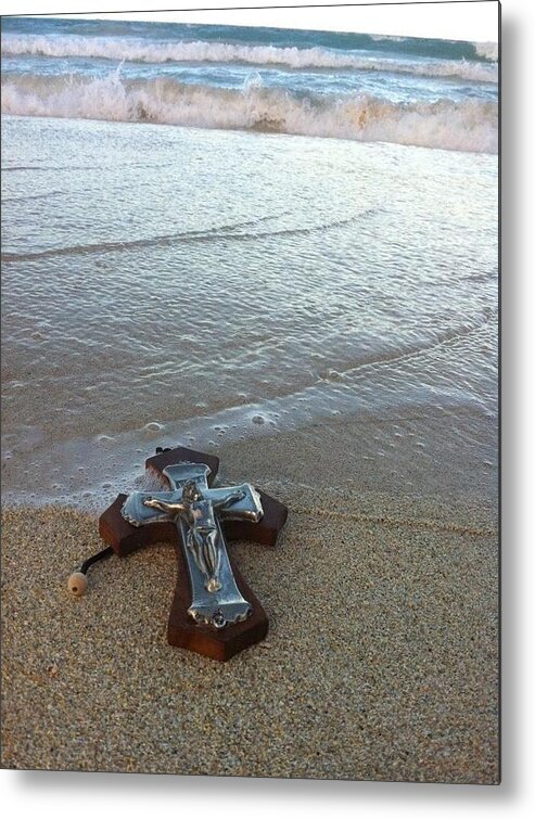 Crucifix Metal Print featuring the photograph Blessing in the sand by Anthony Trillo