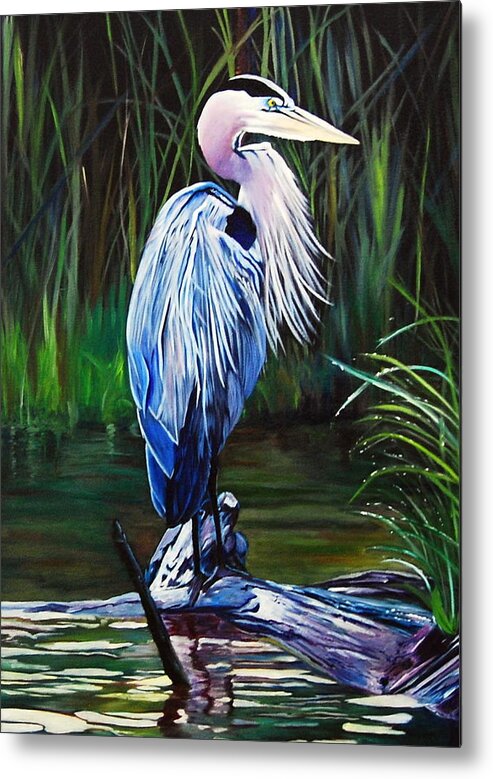 Heron Metal Print featuring the painting Blue Herron by Stella Marin