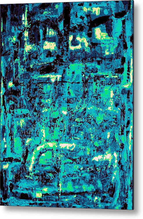 Abstract Metal Print featuring the painting Blue Note by Andrea Vazquez-Davidson