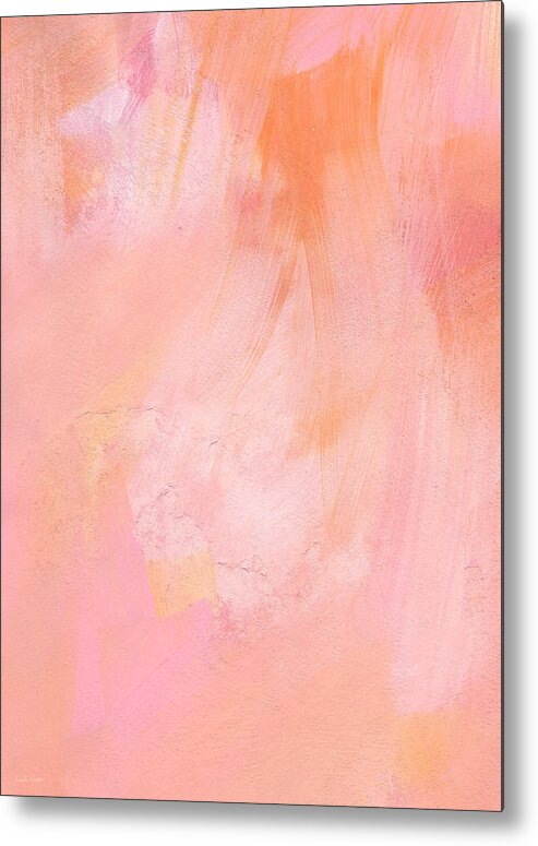 Pink Abstract Rose Abstract Orange Abstract Pink And White Texture Contemporary Love Feminine Romance Shabby Chic Abstract Blush Brush Strokes Painting Bedroom Art Kitchen Art Living Room Art Gallery Wall Art Art For Interior Designers Hospitality Art Set Design Wedding Gift Art By Linda Woods Iphone 6 Corporate Art Metal Print featuring the painting Blush- abstract painting in pinks by Linda Woods