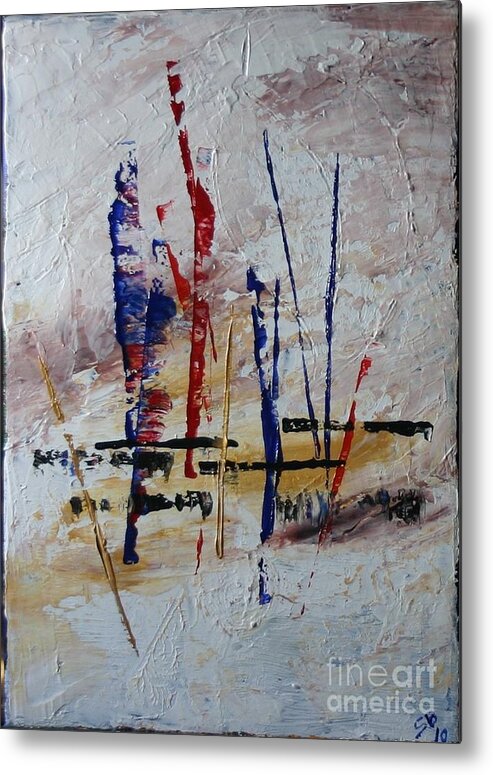 Abstract Metal Print featuring the painting Boats by Susanne Baumann