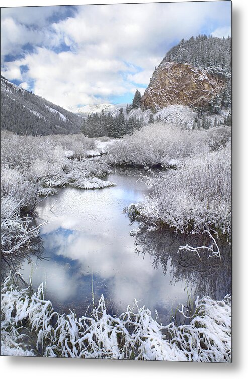 Feb0514 Metal Print featuring the photograph Boulder Mountains And Summit Creek Idaho by Tim Fitzharris