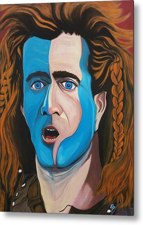 Mel Gibson Painting Metal Print featuring the painting Brave Heart Mel Gibson by Edward Pebworth