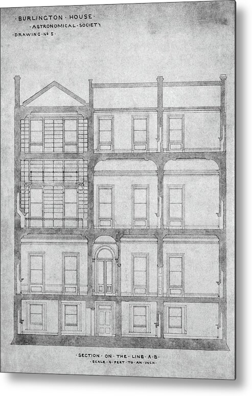 Burlington House Metal Print featuring the photograph Burlington House Architectural Plans by Royal Astronomical Society/science Photo Library