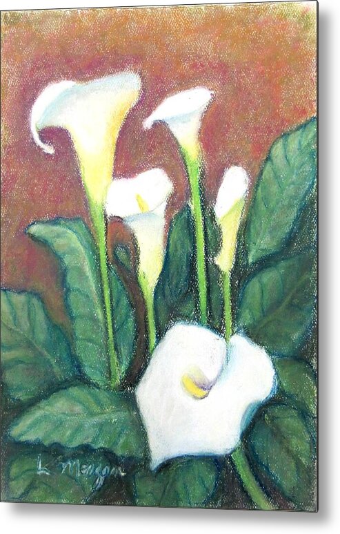 Calla Lily Metal Print featuring the painting Calla Quintet by Laurie Morgan