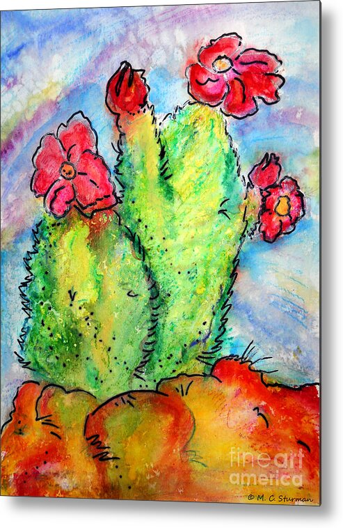 Cactus Metal Print featuring the painting Cartoon Cactus by M c Sturman