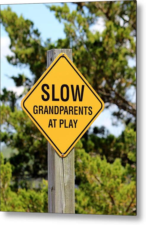 Grandparent Metal Print featuring the photograph Caution Sign by Cynthia Guinn