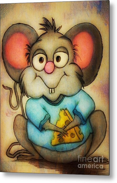 Cartoon Metal Print featuring the painting Cheeze by Vickie Scarlett-Fisher